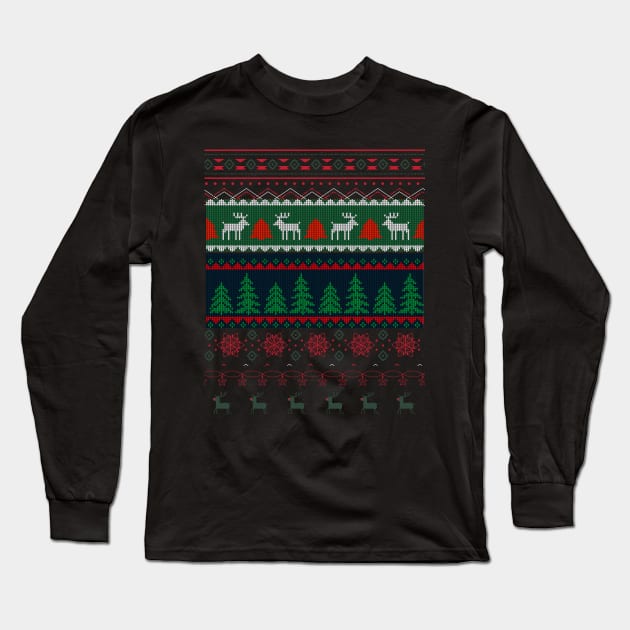 Your Own knitted Christmas Deers Long Sleeve T-Shirt by Tee Trendz